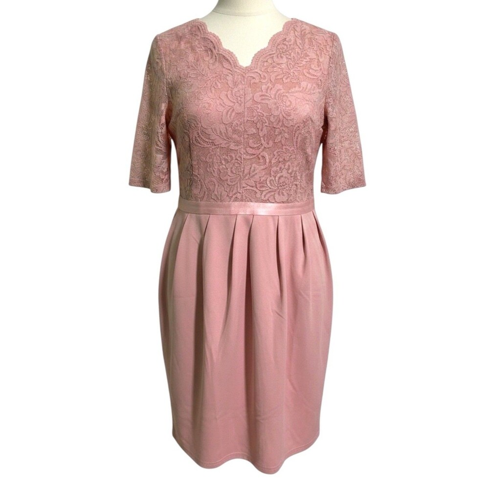 Miusol Dress Women’s XXL Pink Lace Sheath Midi Coquette Wedding Guest NWT